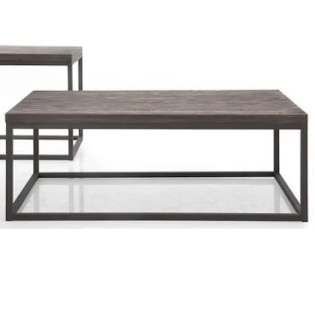Rectangular Coffee Table with Rustic Weathered Oak Top
